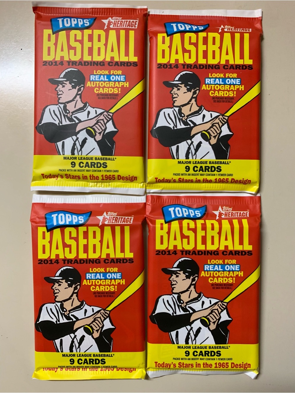 2014 Topps Heritage Baseball Unopened Pack Lot (4 Packs) - Sealed Retail
